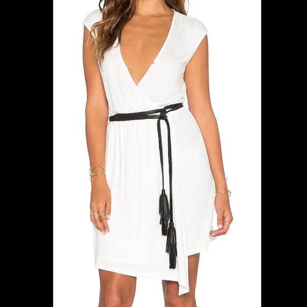 NWT B-Low The Belt Leather Gatsby Long Black Fringe Tassel Boho Waist Cinch Wrap